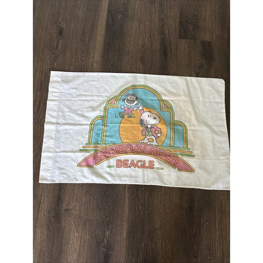 Vintage Peanuts Disco Pillowcase Snoopy Saturday Night Beagle